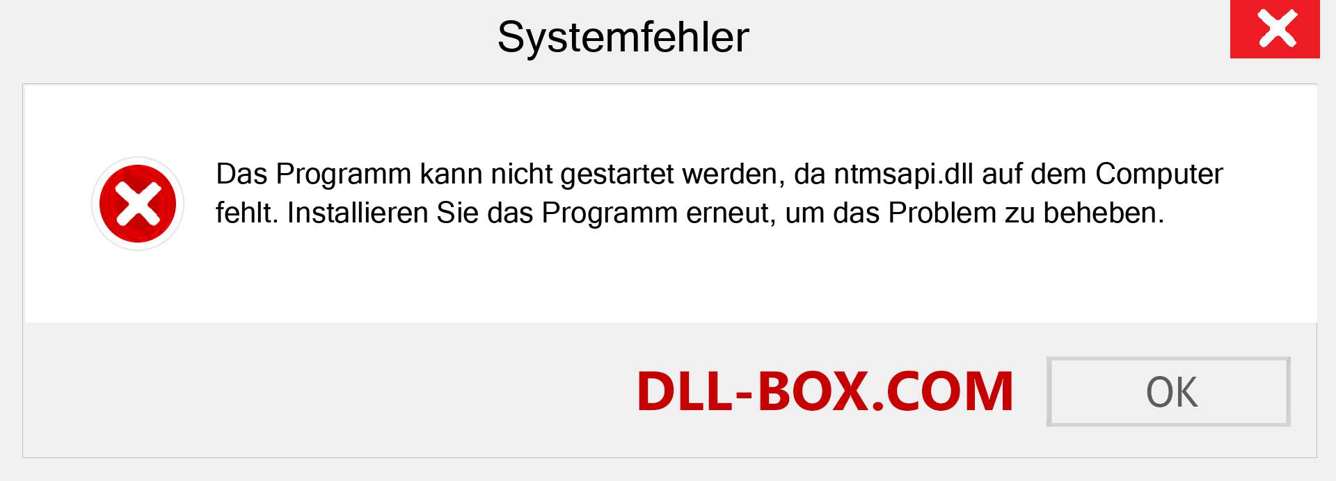 ntmsapi.dll-Datei fehlt?. Download für Windows 7, 8, 10 - Fix ntmsapi dll Missing Error unter Windows, Fotos, Bildern